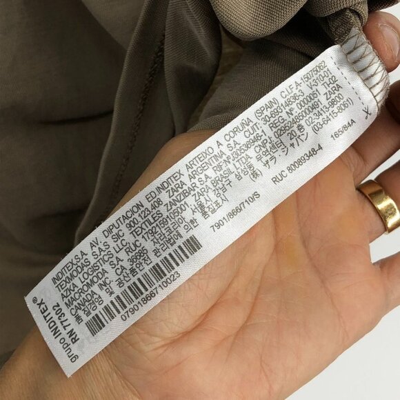 Zara Peplum Short Sleeve Top Khaki Size  S - Picture 13 of 15